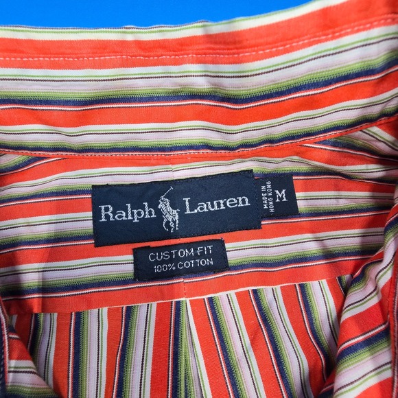 Polo Ralph Lauren Shirt Mens Medium Custom Fit Striped Button Down Multi Color - Picture 4 of 8